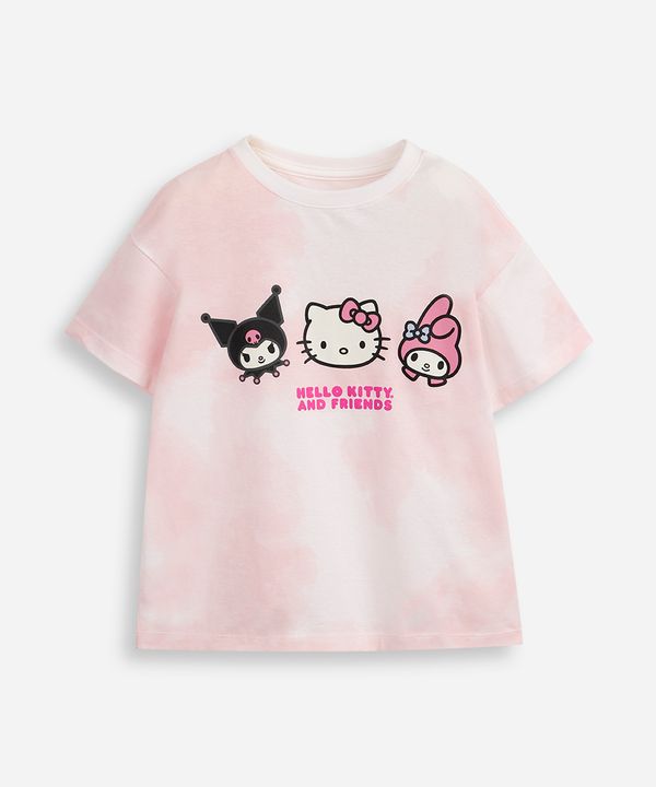 camiseta de algodão infantil hello kitty tie dye rosa 4