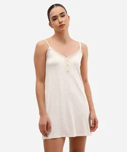 camisola feminina de viscose com renda poá bege PP