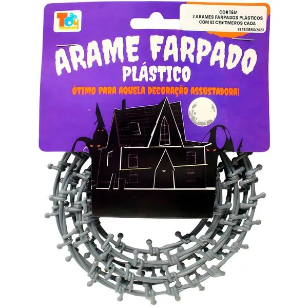 Decoração Halloween Arame Farpado Fake de Plástico Cinza