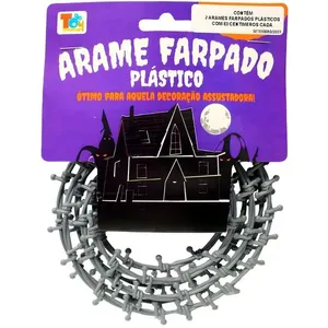 Decoração Halloween Arame Farpado Fake de Plástico Cinza