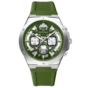 Relogio Masculino Quartzo Multifuncional Casual Pulseira De Silicone Impermeavel Verde