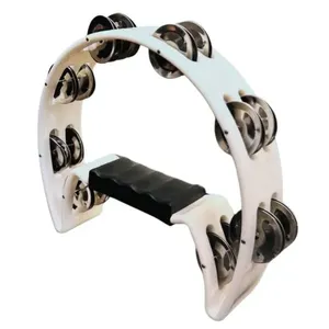 Pandeiro Meia Lua Pandeirola Colorido com 16 Pares de Platinelas em Inox Som Agudo Branco OEM Pandeiro Meia Lua Pandeirola Colorido com Platinelas em Inox Som Estridente Branco OEM