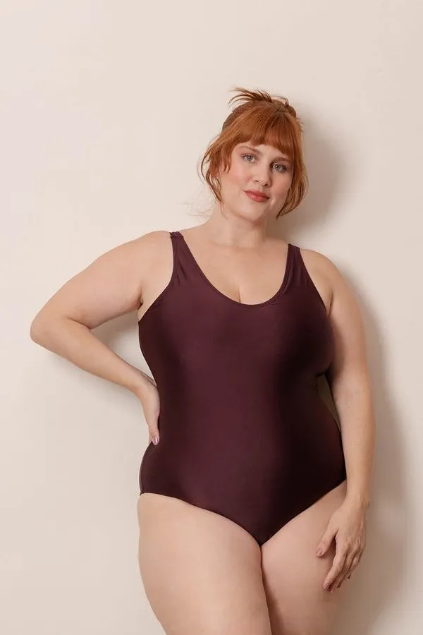 Maiô Decote V Plus Size Uva-EXG