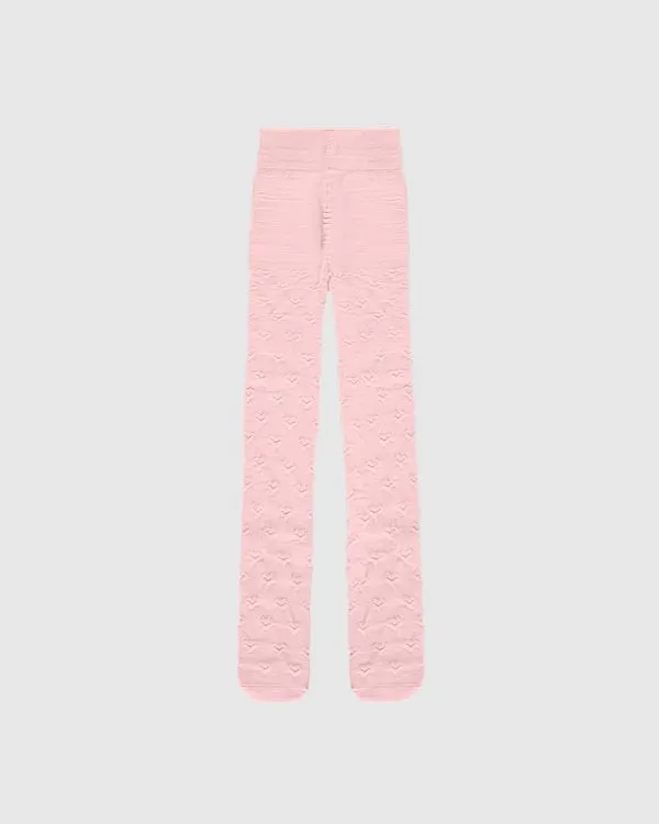 Meia-Calça Menina Corações Em Tricô - Carinhoso Rosa - M