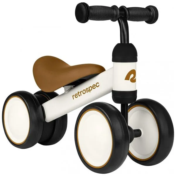 Bicicleta sem Pedal Infantil com 4 Rodas para Crianças de 1 a 4 Anos, Branca, RETROSPEC 4504, Branco 110v