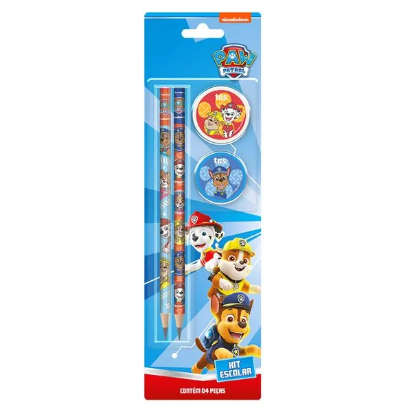 Kit Escolar Patrulha Canina (2 Lápis, 1 Apontador, 1 Borracha) 905550 - Tris