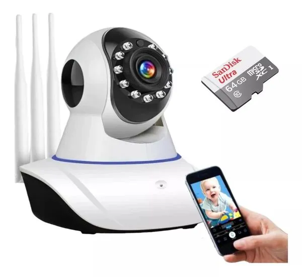 Câmera Babá Eletrônica Wifi Sem Fio Microfone + Cartão 64gb