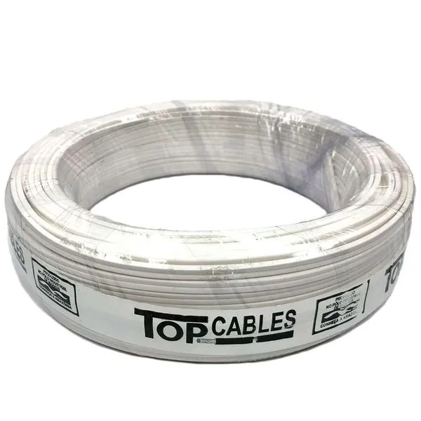 Cabo Elétrico Paralelo Top Cables 2 X 1,5mm, Peça Com 50 Metros, Branco (MP)
