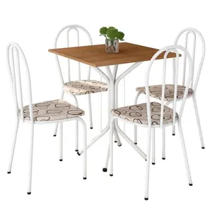 Kit Mesa De Jantar Thaisa 67,5cm Com 04 Cadeiras Texas Cedro Ferro Branco - Pallazio
