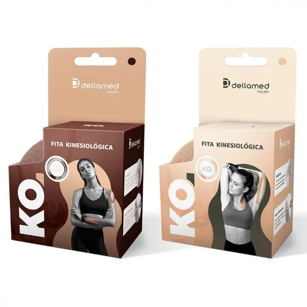 Kit 4 Unidades (2 Unid. Marrom - 2 Unid. Creme) Bandagem Elástica Adesiva Kinesiológica KO. Dellamed Kit 4 Unidades (2 Unid. Marrom - 2 Unid. Creme) Bandagem El?stica Adesiva Kinesiol?gica KO. Dellamed