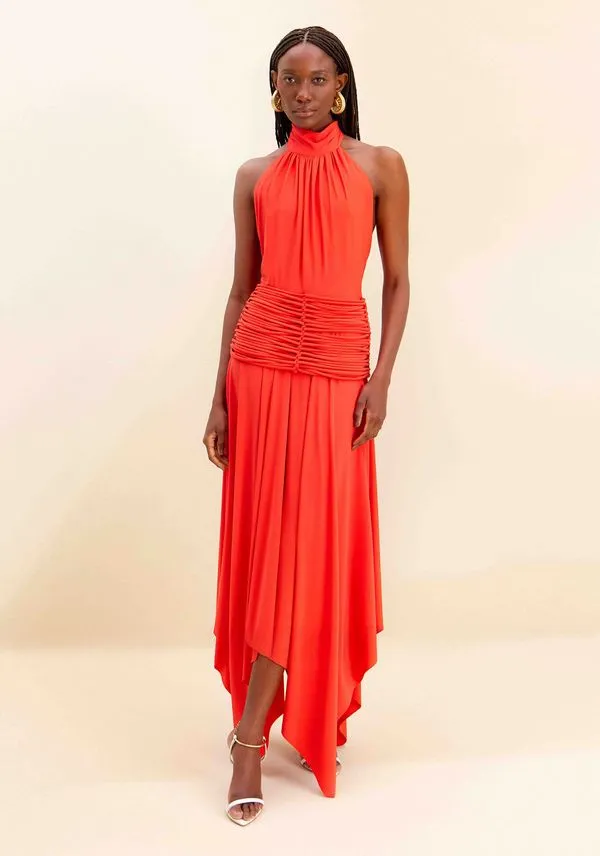 Vestido Super Midi Frente Única Vermelho PP