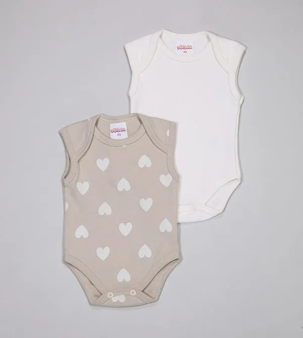 Kit Body Regata Corações com 2 Unidades 6011343 0 a 12 meses Bege - P