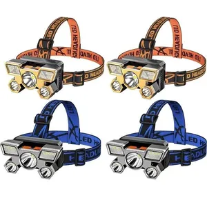 Lanterna de Cabeça Farol LED 5 Luzes Recarregável USB à Prova D'água 4 Modos Preto OEM Lanterna de Cabeça Farol LED 5 Luzes Recarregável USB à Prova D’água Preto OEM