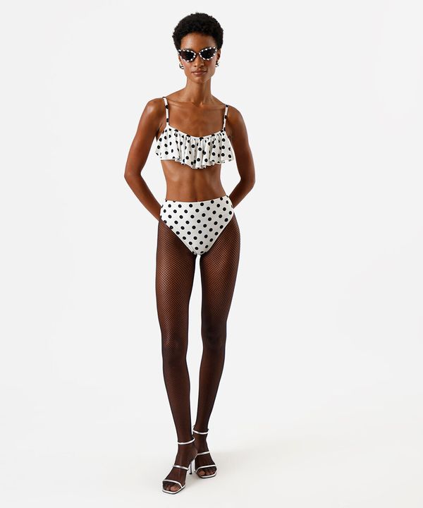 biquíni calcinha hot pant feminino poá bege GG
