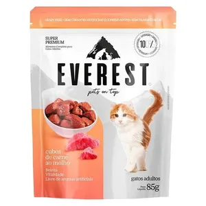 Ração Úmida Everest Gato Adulto Cubos De Carne Ao Molho 85g (MP)