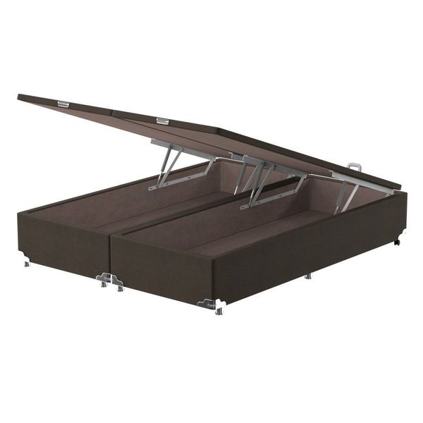 Box Baú Queen Bipartido Probel Luxo Suede Marrom