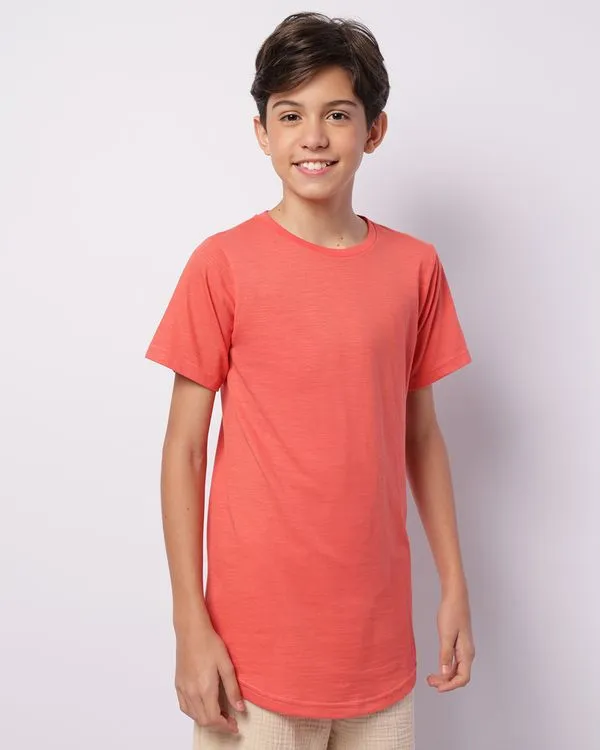 Camiseta Juvenil Flamê Longline Manga Curta Laranja 12