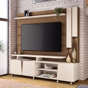 Home Theater Para TV Até 70 Polegadas Virtus HB Móveis | Castanho/Off White