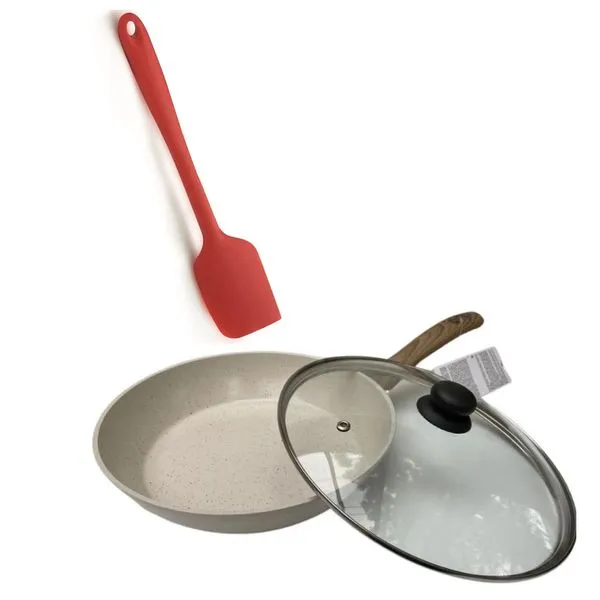 Frigideira Indução ceramico 24 cm Marmore - espatula e tampa