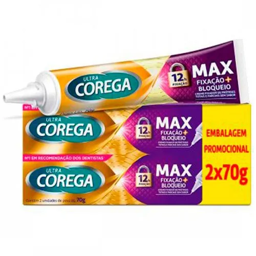 Creme Fixador De Dentadura Corega Sem Sabor 2 Unidades 70g Cada