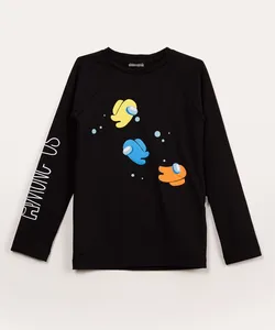 blusa de praia manga longa among us com proteção uv50 preto 2