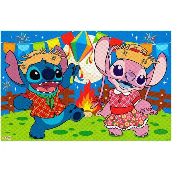 Decoração de Festa Junina Painel Stitch e Angel Caipiras TNT Sublimado Retangular