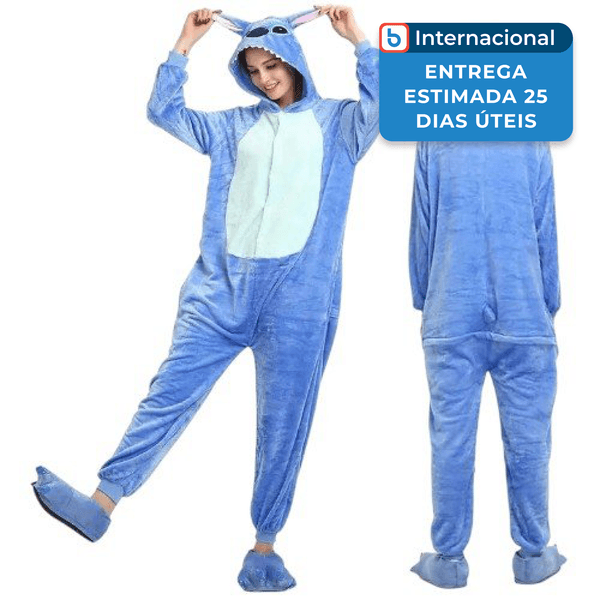 Fantasia Stitch Macacão Jone Tamanho M Azul J-MBI