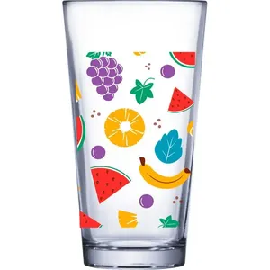 Copo Conic Mix Estampa Fruits Vidro 415ml 180813 - Ruvolo