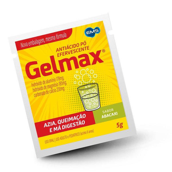 Antiácido Gelmax Efervescente Sabor Abacaxi Sachê 5g