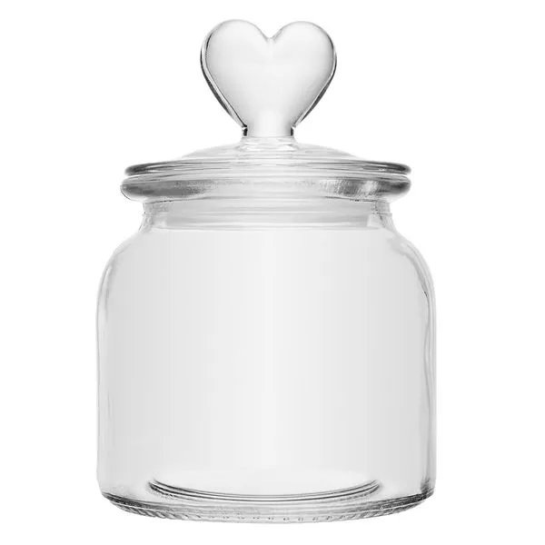 Pote Com Tampa Coração Vidro 690ml 11x15,5cm 221939 - Lyor
