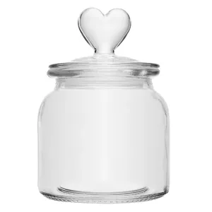 Pote Com Tampa Coração Vidro 690ml 11x15,5cm 221939 - Lyor