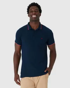 Camisa Polo Básica Masculina Em Piquet Premium Azul - M