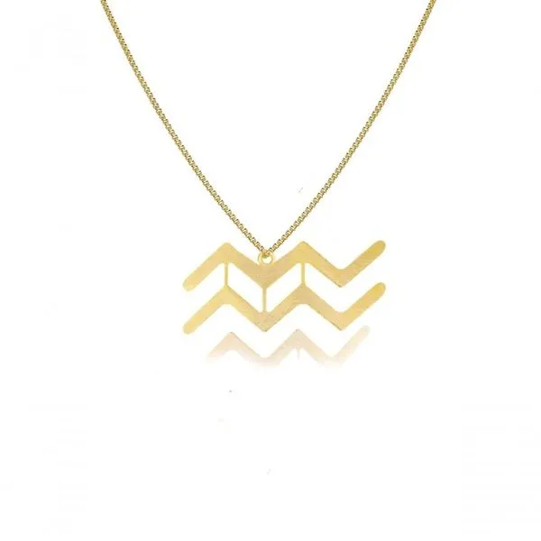 Colar Floratta Joias Signo de Aquário [F027] Banhado em Ouro 18k Dourado Feminino Colar Floratta Joias Signo de Aquário [F027] Banhado em Ouro 18k Dourado