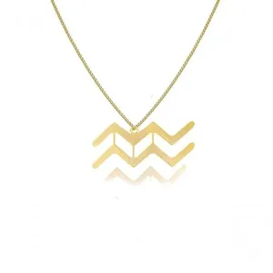 Colar Floratta Joias Signo de Aquário [F027] Banhado em Ouro 18k Dourado Feminino Colar Floratta Joias Signo de Aquário [F027] Banhado em Ouro 18k Dourado