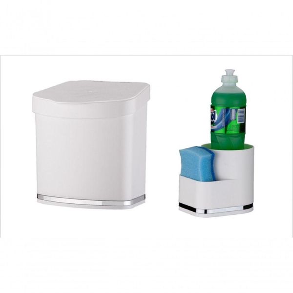Kit 2 Pçs Branco Future Lixeira Pia Suporte Detergente Sabão