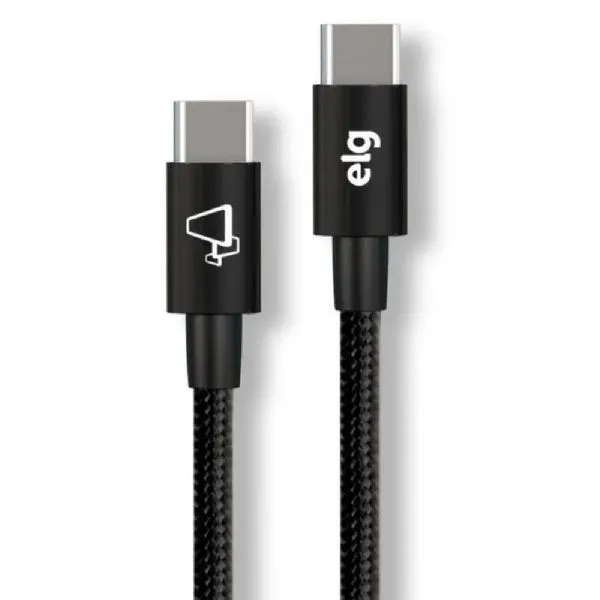 Cabo Elg USB Tipo-C Para Tipo-C 60W 1 metro Preto