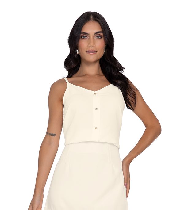 Blusa De Alça Feminina Com Botões Rovitex Bege M