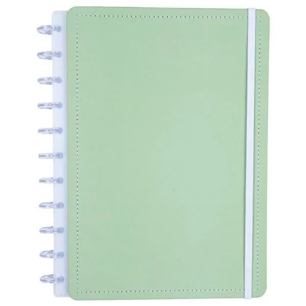 Caderno de Disco Disko Pistache Grande g Capa Dura com 11 Discos Reposicionáveis Verde Caderno de Disco Disko Pistache Grande g Capa Dura Verde