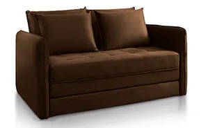 Sofá-Cama Noronha Luxo 1,55m Tecido Marrom - JC Estofados