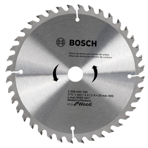 Disco de Serra Circular 7.1/4" 184x20mm com 40 Dentes Eco Bosch