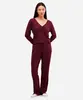 pijama feminino canelado manga longa vinho PP