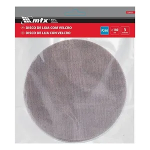 Disco de Lixa Telado com Velcro Grão 240 Diâmetro 180mm Kit 5 Peças Vermelho para Acabamento Fino MTX Disco de Lixa Telado com Velcro Grão 240 180mm Kit 5 Peças Vermelho MTX