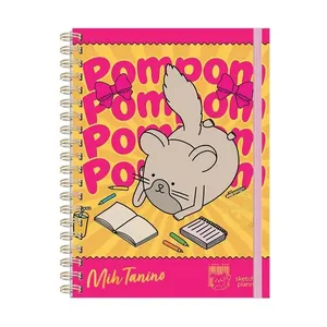 Caderno Universitário 1x1 80 Folhas Capa Dura Mih Tanino Pompom