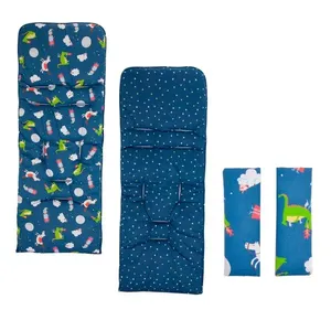 Kit de Acessórios para Passeio - Almofada Estampada e 2 Protetores de Cinto Dupla Face - Dragões - KaBaby