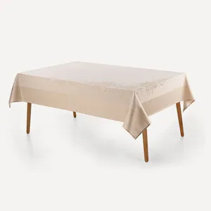 Toalha de Mesa Retangular 6 Lugares Flor do Natal Bege