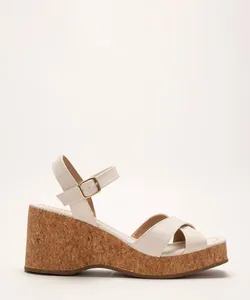 sandália plataforma salto cortiça oneself off white 35