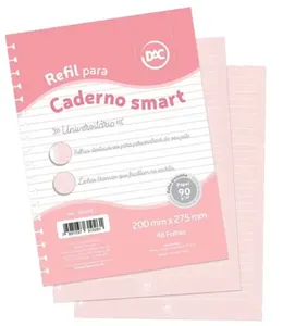 Refil Caderno Universitário Smart Rosa 90g 48 Folhas