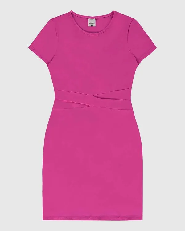 Vestido Menina Detalhe Transpassado Em Algodão Malwee Kids Rosa - 18