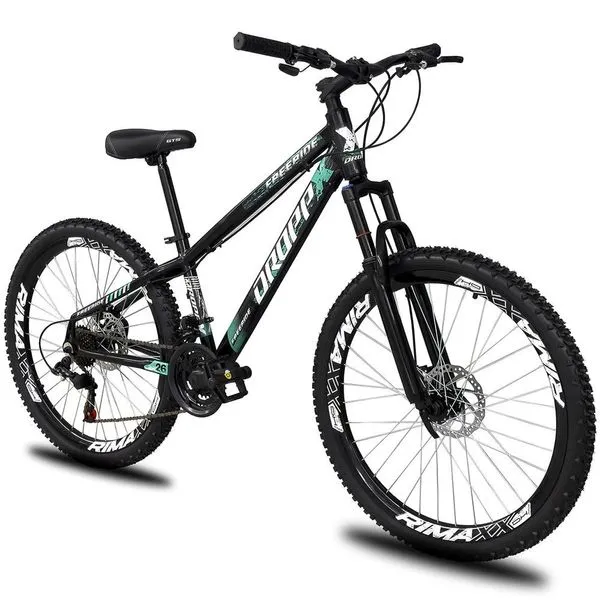 Bicicleta Aro 26 Dropp Freeride Alumínio 21 Marchas Freios A Disco - Preto e Azul