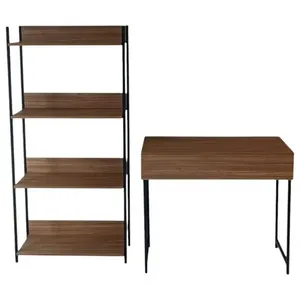 Conjunto Para Escritório 2 Peças Quality Modulados Metalon Preto E Freijó QM018 (MP)